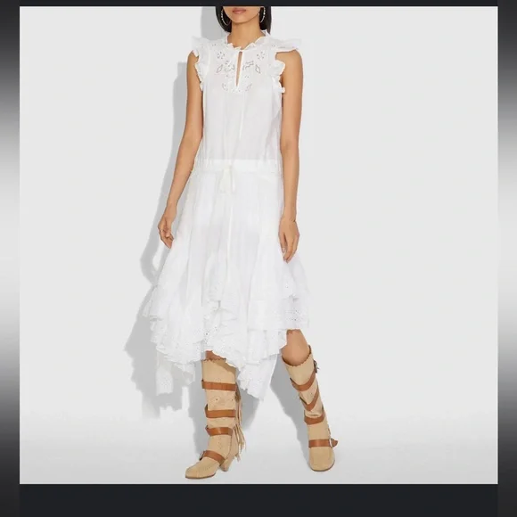 Coach White prairie Ruffled Dress - Picture 2 of 16
